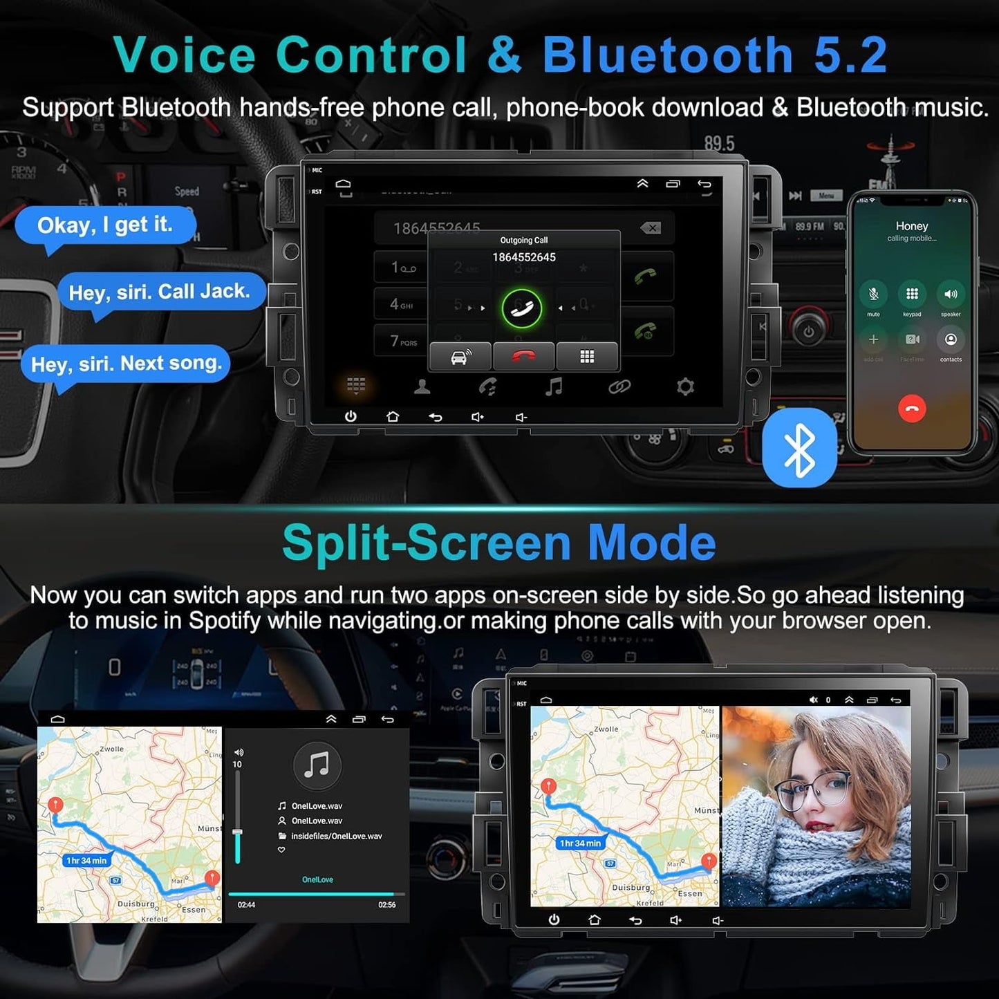 THONZER 8" Android 12 IPS Touch Screen Car Stereo for Chevrolet Chevy Silverado GMC, 2G+32G