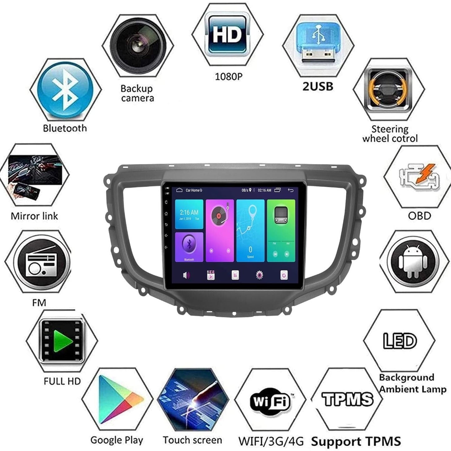 Sovob Android Car Stereo for BUI-CK GL8 2011 2012 2013 2 Din Radio GPS Navigation IPS Touch Screen Multimedia Player Support 4G Carplay SWC Wifi Mirror Link DSP BT(Size:4 core wifi 1G+16G)