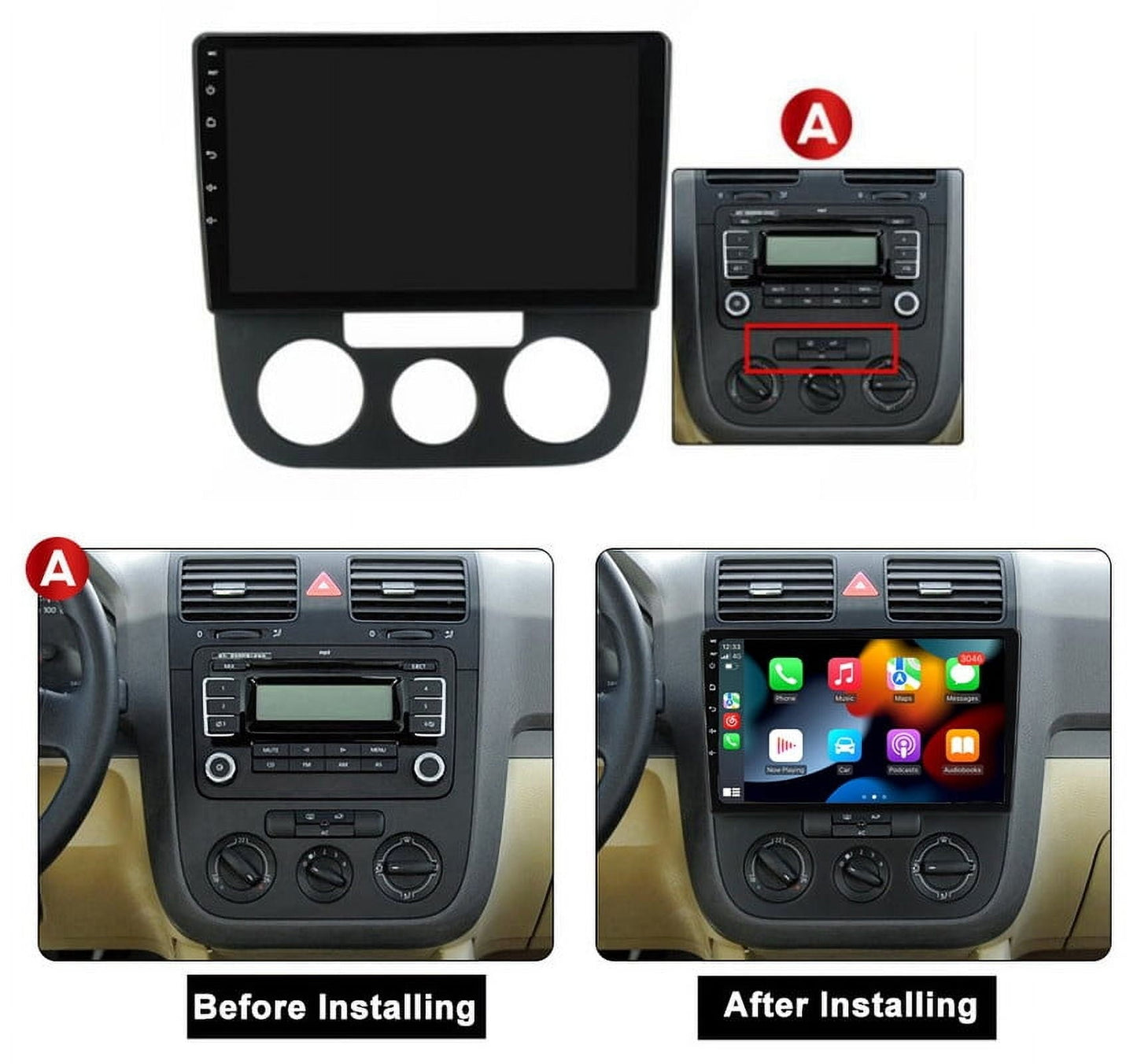 RoverOne 4+64GB Car Stereo CarPlay GPS Navigation Bluetooth for Volkswagen Jetta 5 2005-2010 Android Touch Screen Player