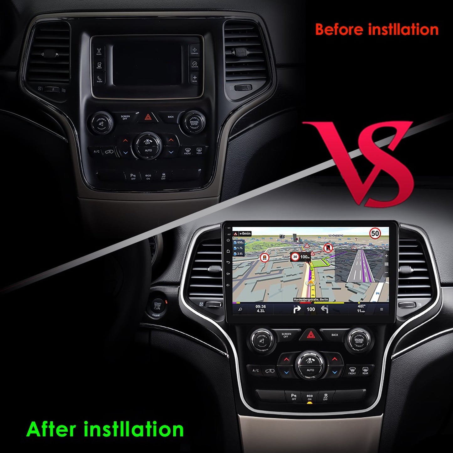 32GB Android 13 Bluetooth Apple Carplay Wifi RDS Car Stereo Radio Head Unit Multimedia GPS Navigation Player For Jeep Grand Cherokee WK2 2014 2015 2016 2017 2018 2019 2020 2022