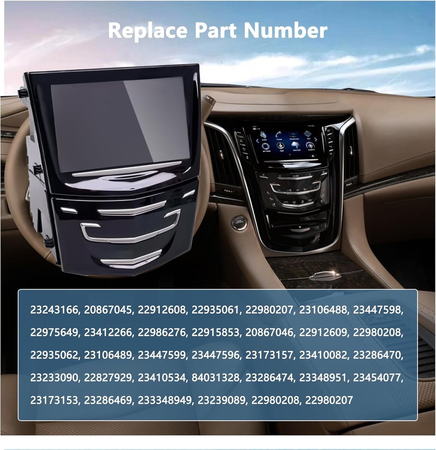 Fit Cadillac CUE System Touch Screen Navigation Radio New OEM Replacement Compatible with Cadillac ATS CTS SRX XTS ELR 2013-2020(Only with 2 Heated Seat Option)