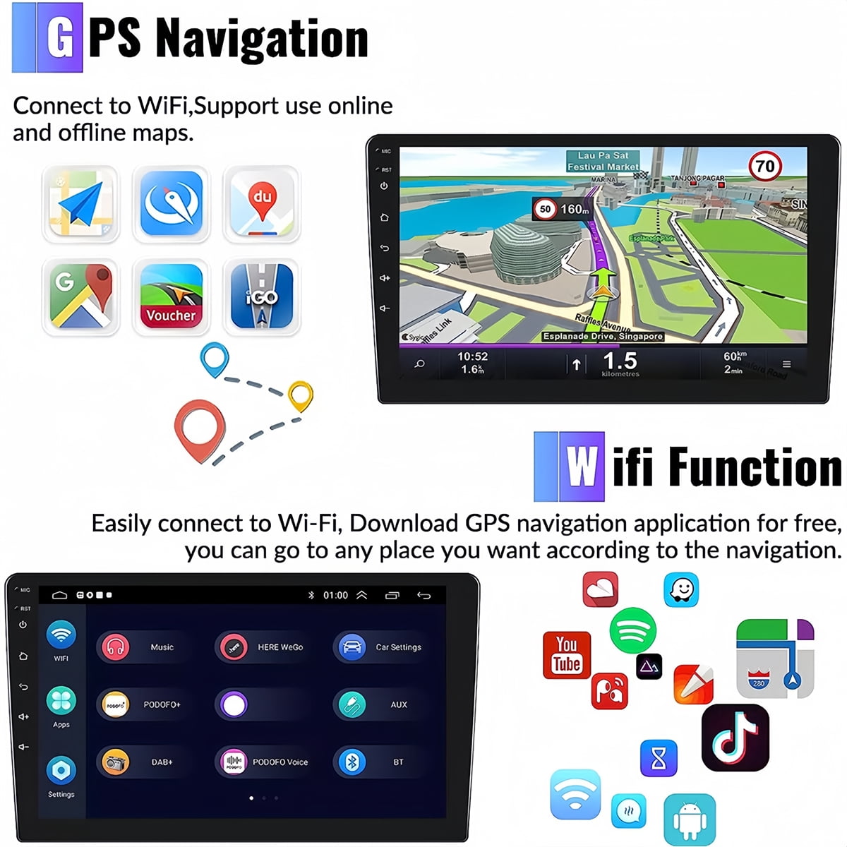 Guwzn Car Stereo Radio for Nissan NAVARA NP300 2016-2019 9" Touchscreen 2+32G Vehicle GPS Navigation Wireless CarPlay Android Auto