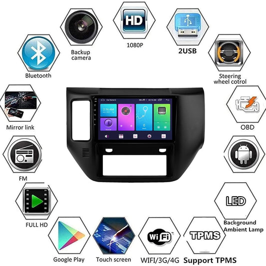 Sovob Android Car Stereo for Nissan PATROL 2011-2015 9 inch 2 Din Radio GPS Navigation IPS Touch Screen Multimedia Player Support 4G Carplay SWC Wifi Mirror Link DSP BT(Size:8 core 4G+wifi 4G+64G)