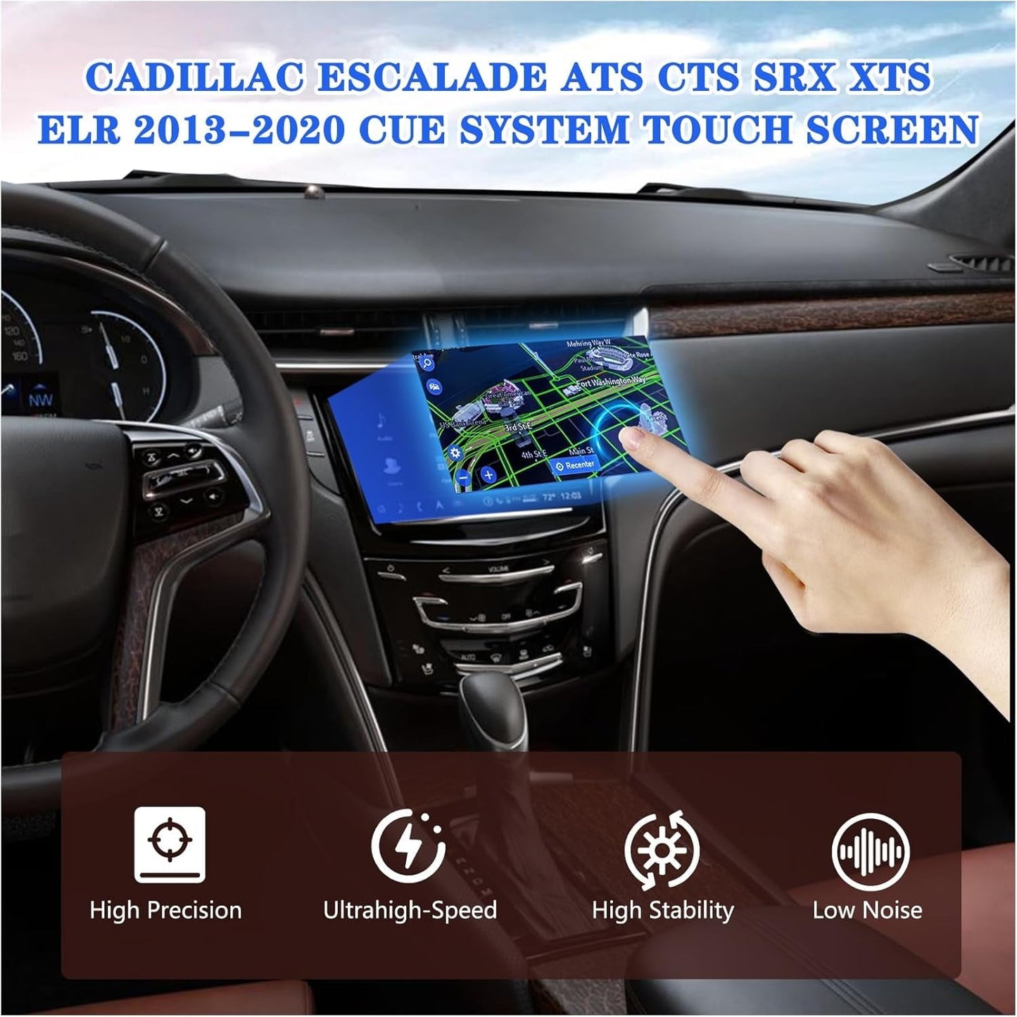 Fit Cadillac CUE System Touch Screen Navigation Radio New OEM Replacement Compatible with Cadillac ATS CTS SRX XTS ELR 2013-2020(Only with 2 Heated Seat Option)