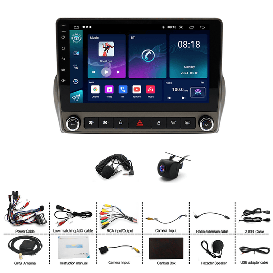 2+32G Android CarPlay Stereo for Chevrolet Camaro 2008-2015, Built-in Wireless CarPlay with Android Auto, 9'' Touchscreen in-Dash GPS Navigation Support Mirror Link BT FM RDS
