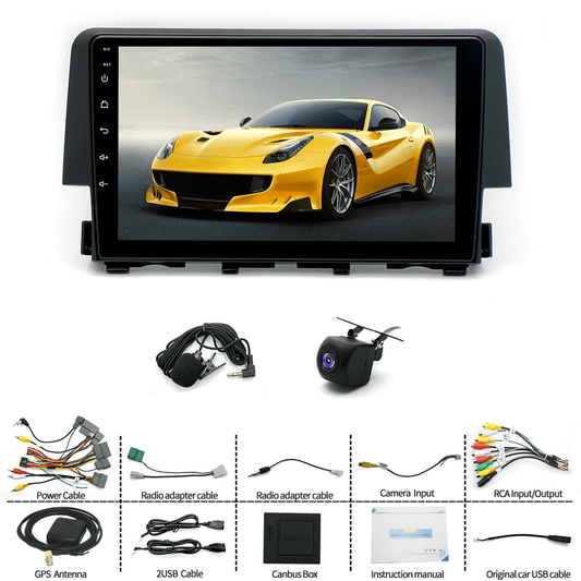 Zcargel Car Stereo Radio for 2016-2020 Honda Civic Android 13 Car Navigation 9" HD Touch Screen Bluetooth-with Wireless Apple CarPlay 和Android auto, Support Mirror Link, 4+64G Honda Android host