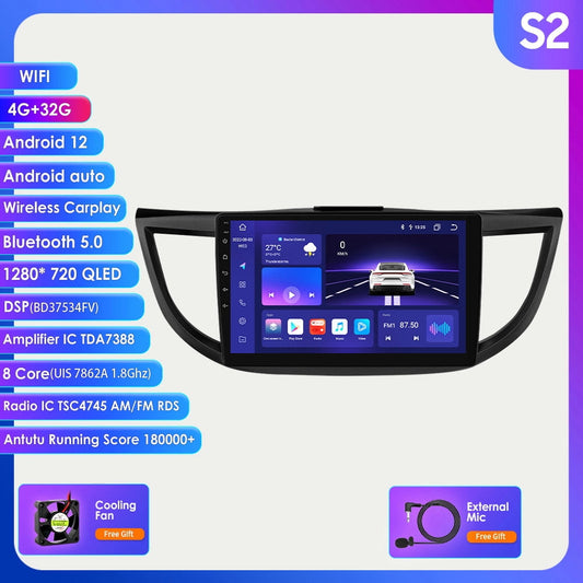 10.1" Android 12 Carplay 4+32GB Wifi RDS Car Stereo Radio GPS Navigation For Honda CRV 2012 2013 2014 2015 2016 Honda Android host