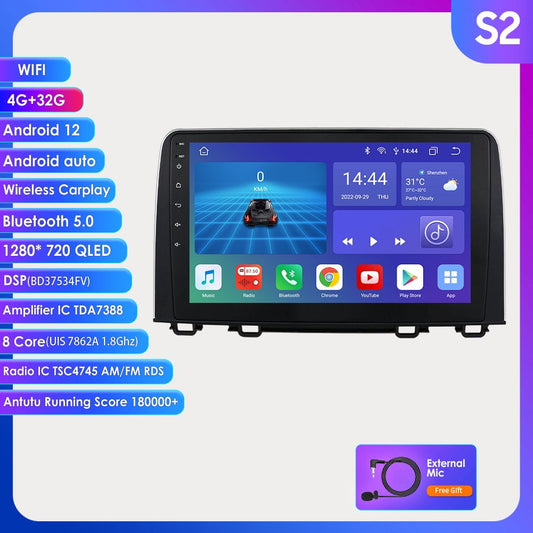 10.1" Apple Carplay GPS Navigation Android 12 Wifi 4+32GB Bluetooth Car Stereo Radio Player For 2017 2018 2019 2020 2021 Honda CRV Honda Android host
