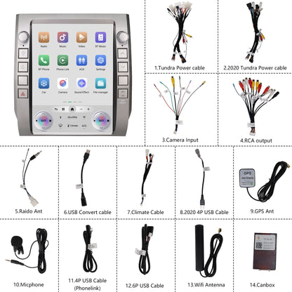 Toyota Android Head Unit   12.1 inch T-style Car Radio Stereo for Toyota Tundra 2014-2022 with Apple CarPlay Auto Android Head Unit Built in DSP Bluetooth Wifi GPS 3+32G
