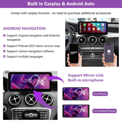Mercedes-Benz Android Head Unit    Road Top 12.3" Android Car Stereo with CarPlay for Mercedes-Benz C117 X117 2013-2015, 8+256GB