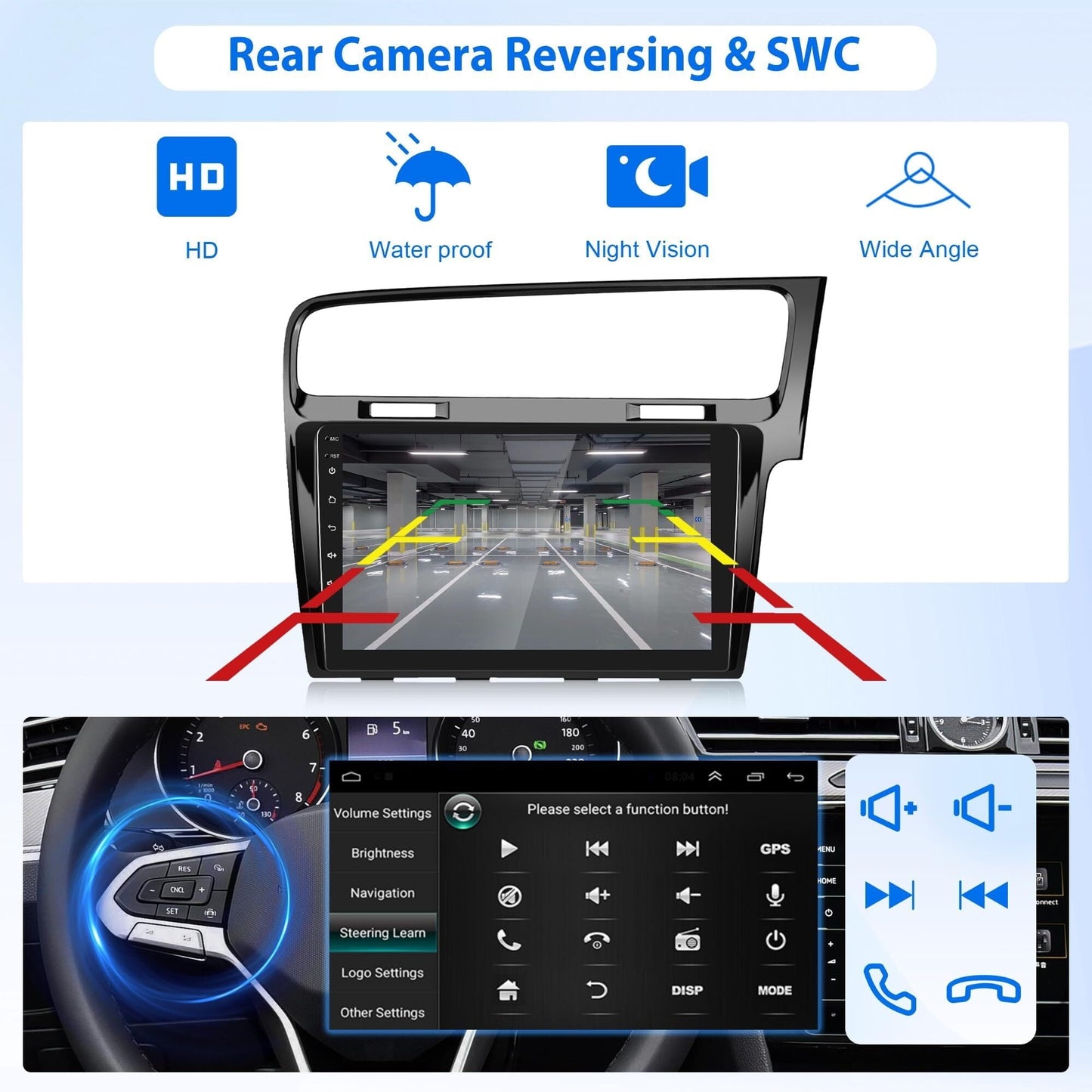 [2G 32G]Android Car Radio for VW Volkswagen Golf 7 2013-2018 with Wireless Carplay, 10.1 inch Touch Screen Car Stereo Android Auto GPS Navigation Bluetooth FM RDS GPS WIFI Backup Camera