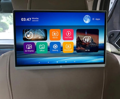 14'' HD 4K Car TV Screens Android 14.0 Headrest Monitor 8-Core CPU Cortex A98 5G WiFi HDMI Rear Seat Entertainment Syste