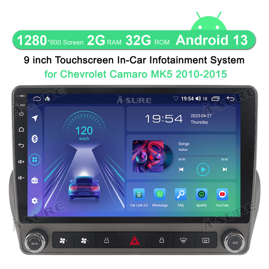 For 2010-2015 Chevy Camaro 2+32GB Android 13 Car Stereo Radio Wireless CarPlay WiFi Bluetooth GPS DSP SWC