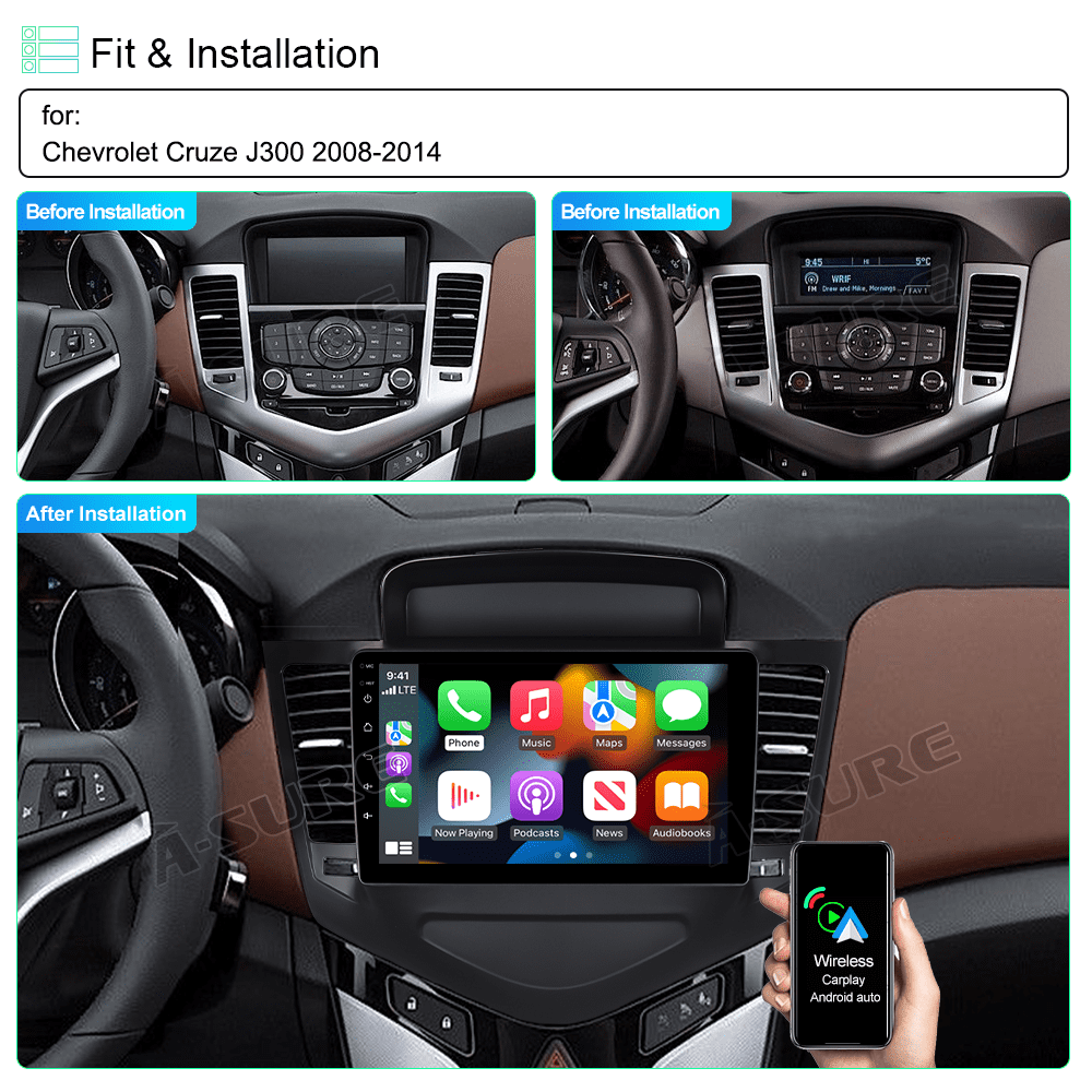 Junhua Android 10 Car Stereo Radio for Chevrolet Chevy Cruze 2008-2014, 9" Screen