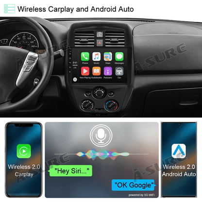 For Nissan Versa 2015-2019 Wireless CarPlay Android 13 Car Stereo Radio 10.1'' GPS Navi WiFi Bluetooth DSP RDS SWC