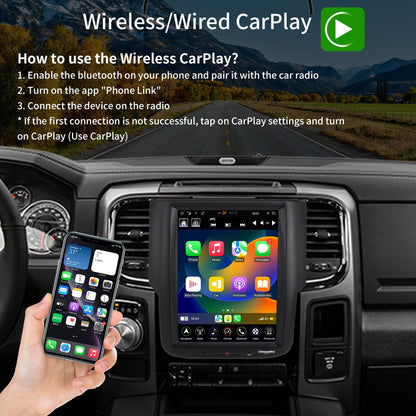 Linkswell Gen5 T-style 10.4 inch Car SirusXm Radio Stereo for RAM 2013-2018 Trucks 1500 2500 3500 Touch Screen Car Navigator Android Truck Replacement GPS radio 4G+64G Apple Carplay Auto DSP HDMI