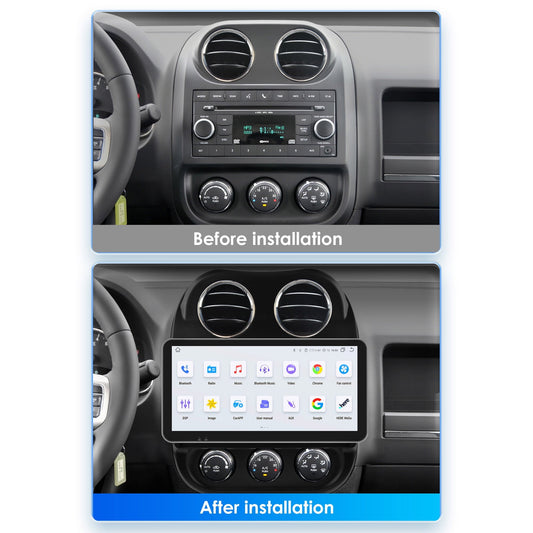10.33" Touch Screen Android 12 Wifi 4+32GB Carplay Car Stereo Radio Head Unit Multimedia GPS Navigation Player For Jeep Compass Patriot 2011 2012 2013 2014 2015 2016 2017