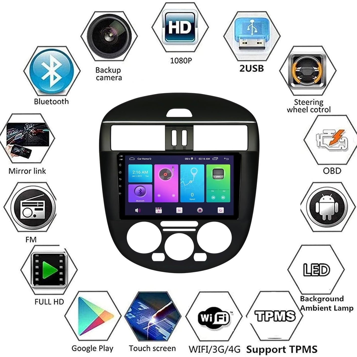 Sovob Android Car Stereo for Nissan TIIDA 2011-2015 MT AC 2 Din Radio GPS Navigation IPS Touch Screen Multimedia Player Support 4G Carplay SWC Wifi Mirror Link DSP BT(Size:8 core 4G+wifi 3G+32G)