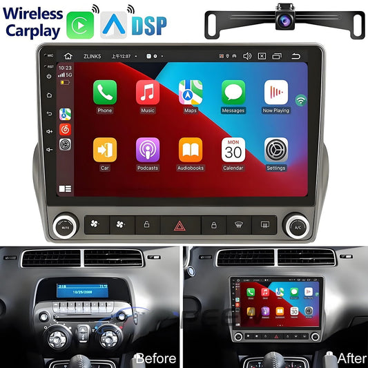 2+32G Android CarPlay Stereo for Chevrolet Camaro 2008-2015, Built-in Wireless CarPlay with Android Auto, 9'' Touchscreen in-Dash GPS Navigation Support Mirror Link BT FM RDS