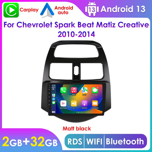2+32GB Android 13.0 Wireless Carplay Auto Bluetooth Car Stereo Radio Head Unit GPS Navigation Player For Chevrolet Spark Beat Matiz Creative 2010 2011 2012 2013 2014