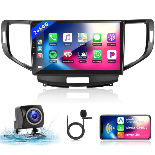 2+64G Car Stereo for Acura TSX 2009-2014/Honda Spirior Accord 2008-2012 with Apple Carplay Android Auto,WiFi 9'' IPS 1280*720 Touchscreen Car Radio with GPS,Bluetooth,FMRDS+Backup Cam C42