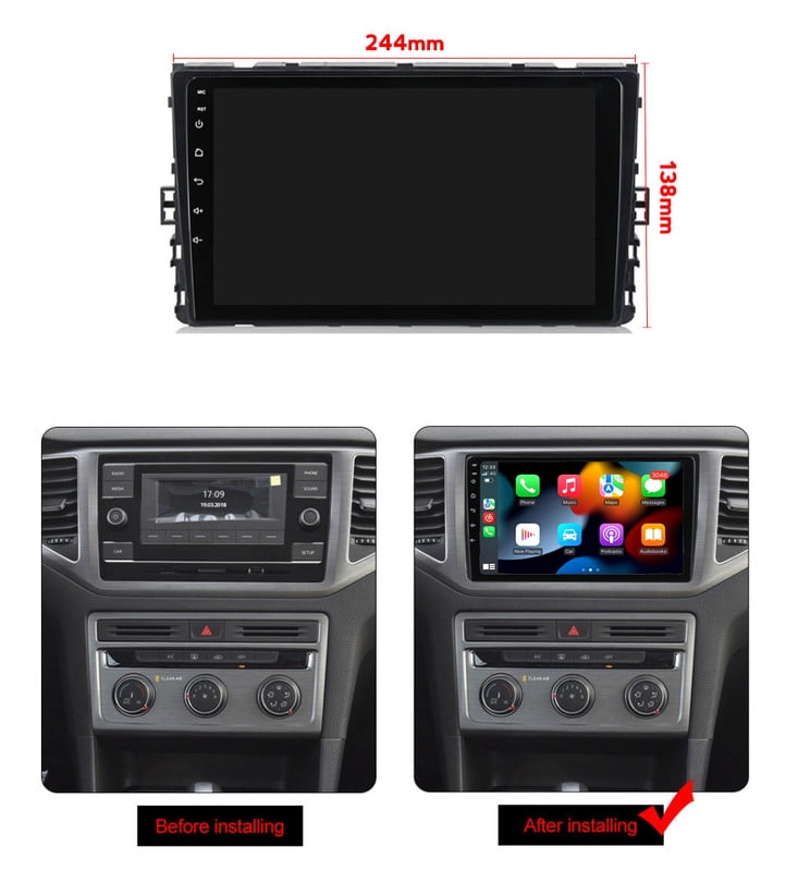 RoverOne 4+64GB Car Stereo CarPlay GPS Navigation Bluetooth for Volkswagen MQB VW T-Cross 2018-2020 Android Touch Screen Player