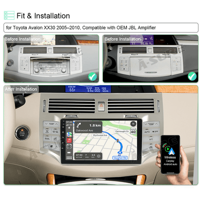 Toyota Android Head Unit   9" Android 13 Car Radio Stereo for Toyota Avalon 2005-2010 Support Wireless CarPlay Android Auto GPS WiFi Bluetooth DSP SWC