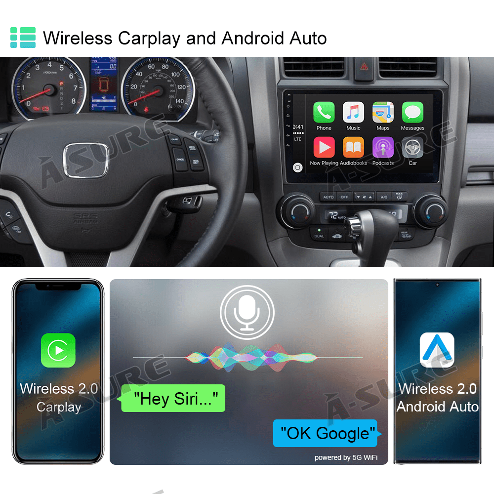 4+64GB Android 13 CarPlay Car Radio Stereo for Honda CR-V CRV 2007-2011 Bluetooth WiFi 4G LTE GPS DSP Honda Android host