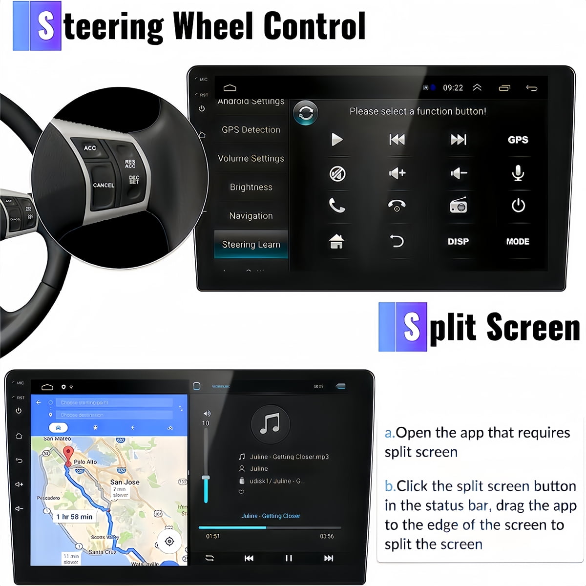 Guwzn Car Stereo Radio for Volkswagen Touareg 2003-2010 9" Touchscreen 2+32G Vehicle GPS Navigation Wireless CarPlay Android Auto