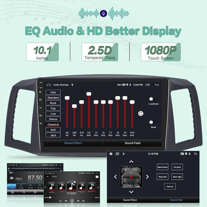 Car Stereo Radio Fit for Jeep Grand Cherokee 2004-2007, 10'' HD Touchscreen Head Unit with Carplay Android Auto Bluetooth GPS Backup Camera Split Screen FM/AM