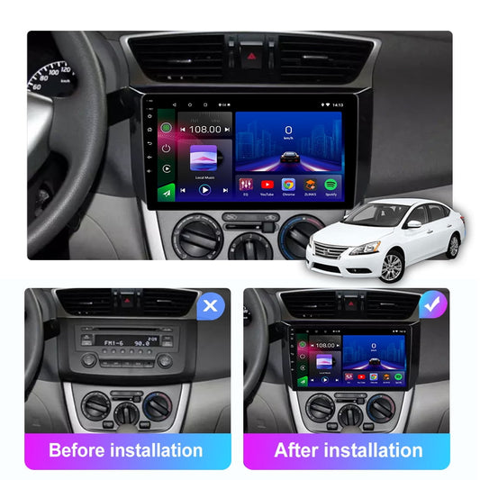 JMANCE Android 10 Double Din Car Stereo GPS Navigation for Nissan Sentra Sylphy 2012-2018