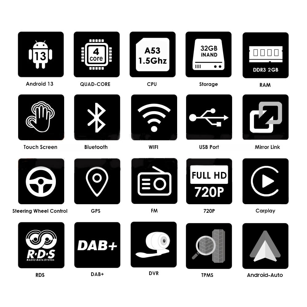 Android Auto Apple Carplay Bluetooth 2+32GB Wifi RDS Car Stereo Radio Head Unit GPS Navigation Player For Chevrolet Chevy Silverado Tahoe/ GMC Sierra Yukon 2007 2008 2009 2010 2011 2012 2013 2014