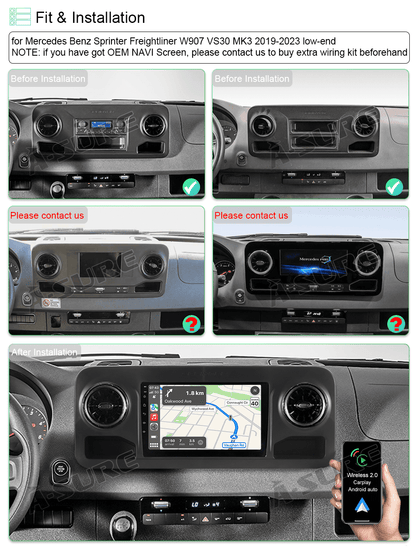Mercedes-Benz Android Head Unit    Junhua 10" Android 13 Car Stereo Radio Head Unit for Mercedes-Benz Sprinter W907 W910 2018-2023