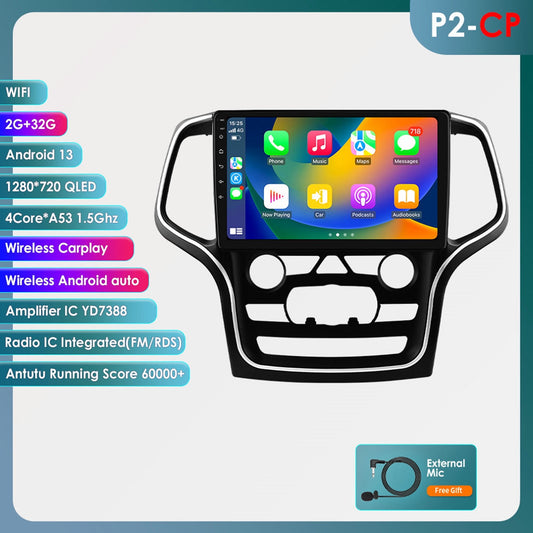 32GB Android 13 Bluetooth Apple Carplay Wifi RDS Car Stereo Radio Head Unit Multimedia GPS Navigation Player For Jeep Grand Cherokee WK2 2014 2015 2016 2017 2018 2019 2020 2022
