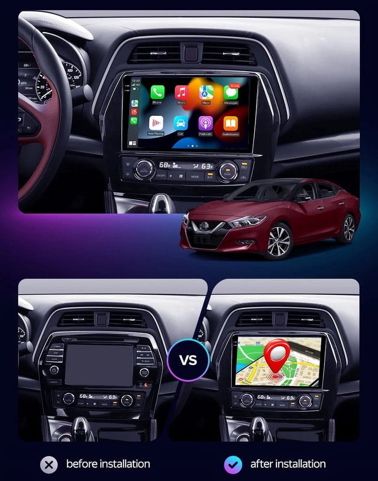 RoverOne 4+64GB Car Stereo CarPlay GPS Navigation Bluetooth for Nissan Maxima A36 2015-2020 Android Touch Screen Player