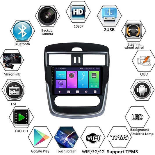 Sovob Android Car Stereo for Nissan TIIDA 2016-2020 9 inch 2 Din Radio GPS Navigation IPS Touch Screen Multimedia Player Support 4G Carplay SWC Wifi Mirror Link DSP BT(Size:8 core 4G+wifi 3G+32G)