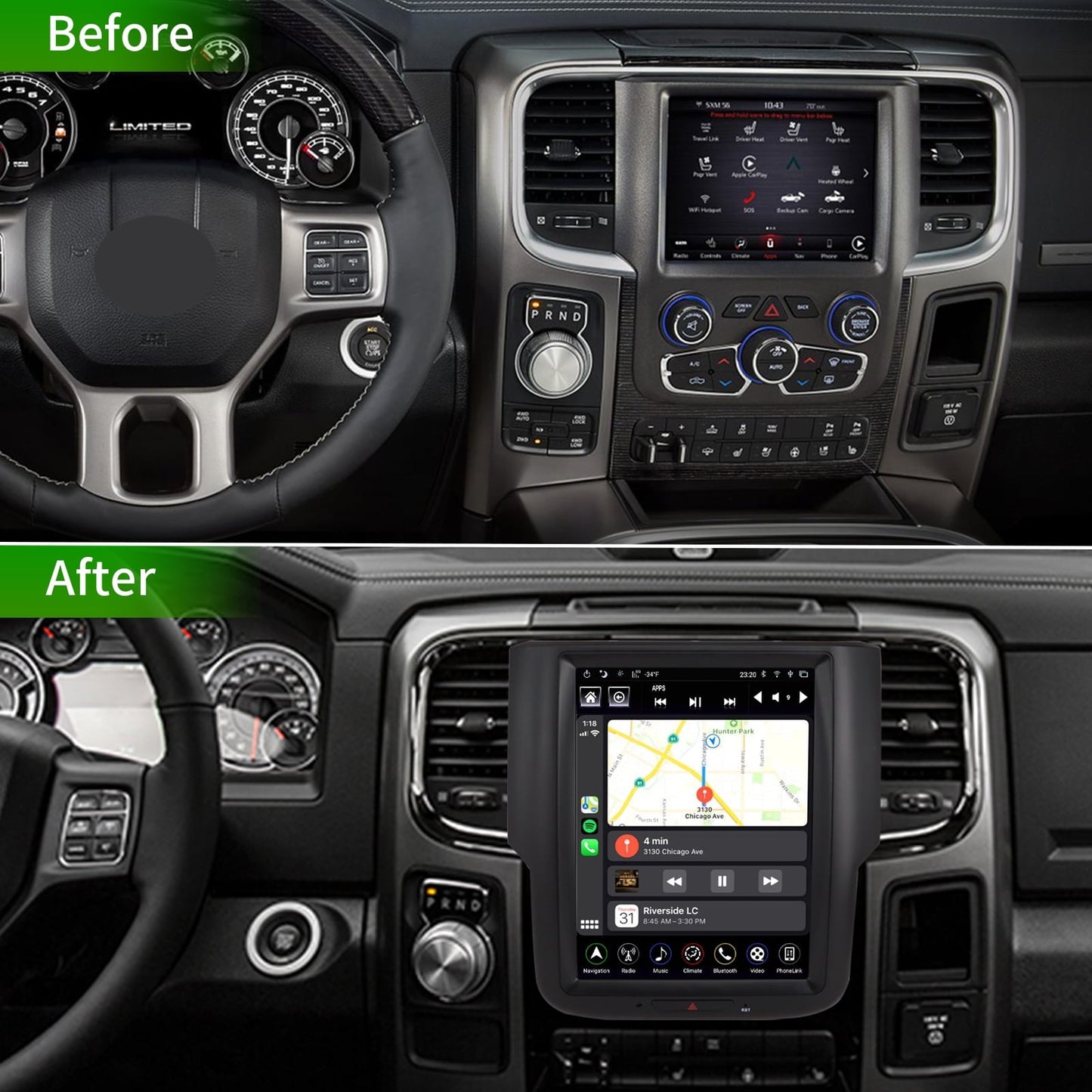 Linkswell 10.4" Gen4 T-Style Car Radio Stereo for RAM 2013-2018 Apple Carplay Android Auto Head Unit Multimedia Player DSP/Bluetooth/Wifi/SWC/GPS