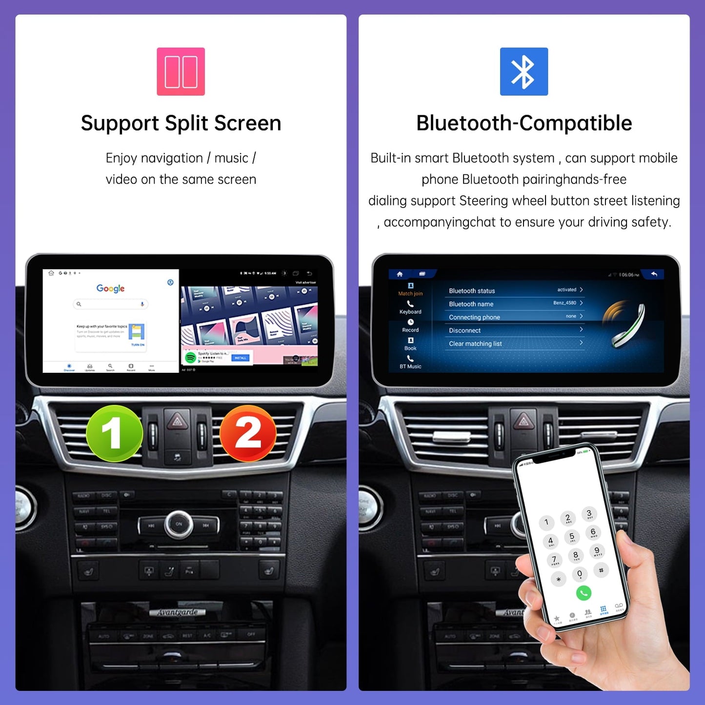 Mercedes-Benz Android Head Unit    Road Top 12.3'' Android 13 Car Radio Wireless Carplay Touchscreen for Mercedes Benz E Class W212 2009-2014 Year, 8+256 GB Car Stereo, Support Wirless Android Auto, Navigation, Camera