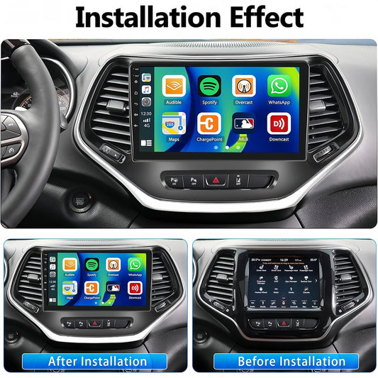 Guwzn Car Stereo Radio for Jeep Cherokee 2015-2018 10" Touchscreen 2+32G Vehicle GPS Navigation Wireless CarPlay Android Auto
