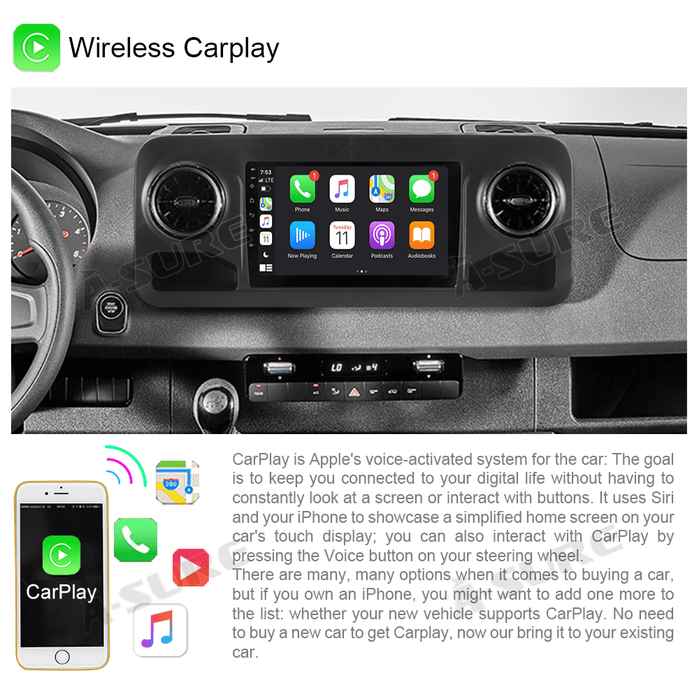 Mercedes-Benz Android Head Unit    Junhua 10" Android 13 Car Stereo Radio Head Unit for Mercedes-Benz Sprinter W907 W910 2018-2023