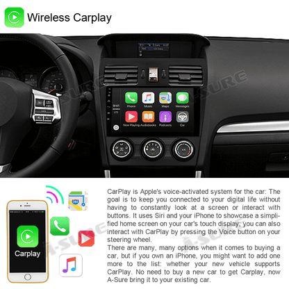 Junhua Wireless CarPlay Android 10.1 Car Radio, 9" HD Touch Screen, for Subaru Forester 2016-2018