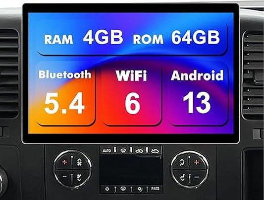 4+64G Android 13 Double Din Car Stereo for Chevrolet/GMC/Buick with 13.1 Inch Touchscreen Radio Built-in Wireless Carplay/Android Auto/GPS/Bluetooth/FM/AUX-in/Steering Wheel Controls/Backup Camera