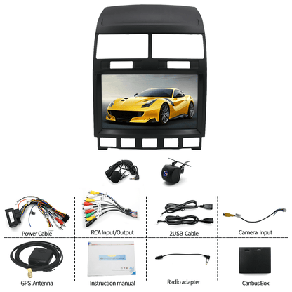 ispchen Car Stereo Radio for 2003-2010 Volkswagen Touareg Android 13 Car Navigation 9" Support Carplay And Android Auto, 2 + 32GB Wifi Bluetooth Radio With AHD Camera+Microphone