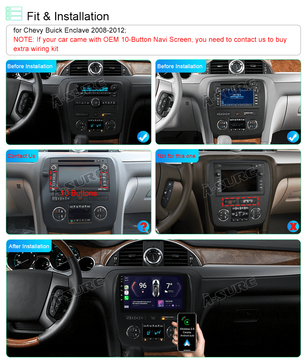 9'' Android 12 Car Radio Stereo for Chevy Buick Enclave 2008-2012 Apple Carplay 2+32GB GPS BT WIFI