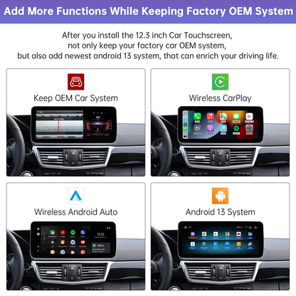 Mercedes-Benz Android Head Unit    Road Top 12.3'' Android 13 Car Radio Wireless Carplay Touchscreen for Mercedes Benz E Class W212 2009-2014 Year, 8+256 GB Car Stereo, Support Wirless Android Auto, Navigation, Camera