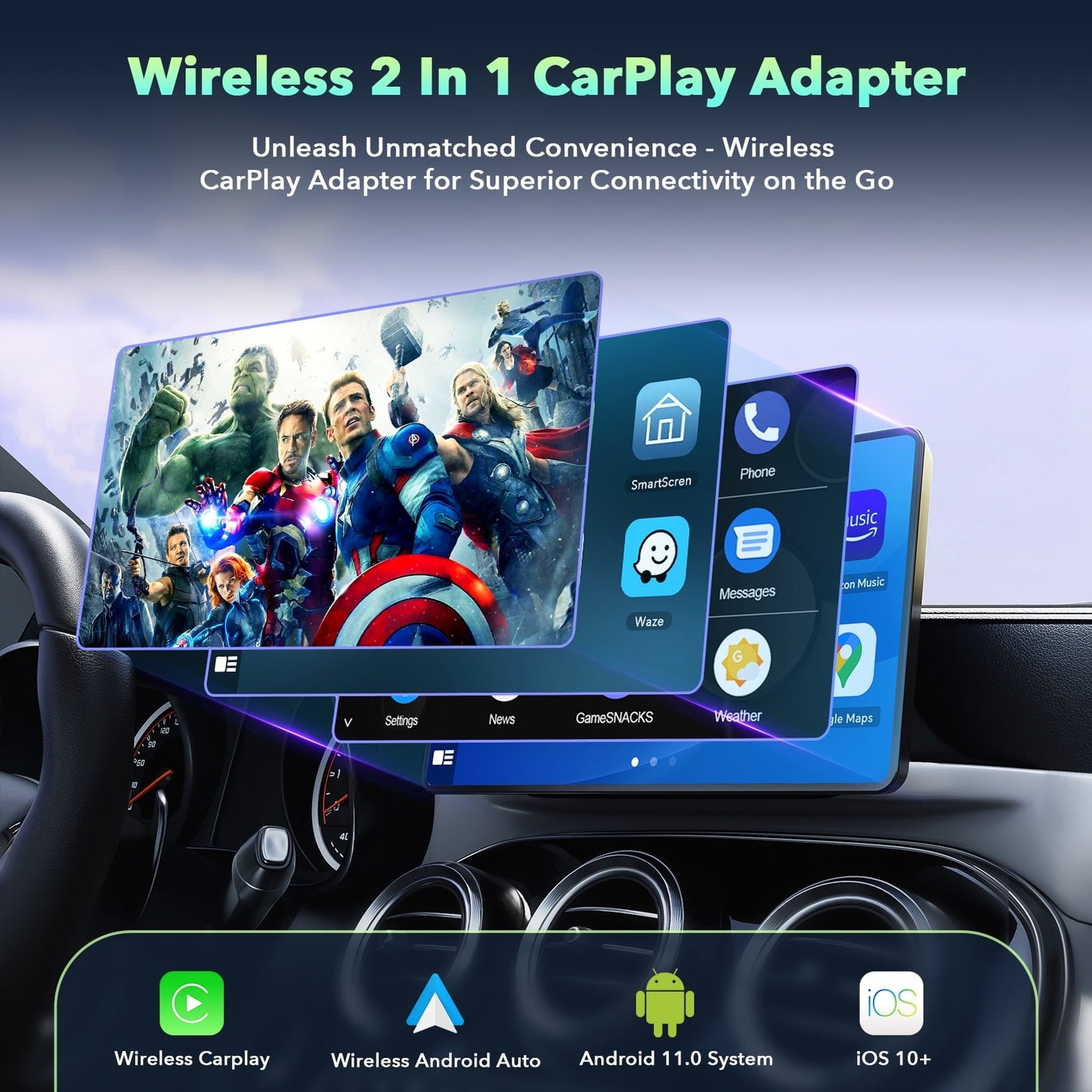 TOGUARD Wireless Android Auto Adapter 5.8 Ghz WiFi Plug and Play Converts Wired to Wireless for OEM Factory Wired Android Auto Direct Plug-in Type-c Adapter Easy Setup
