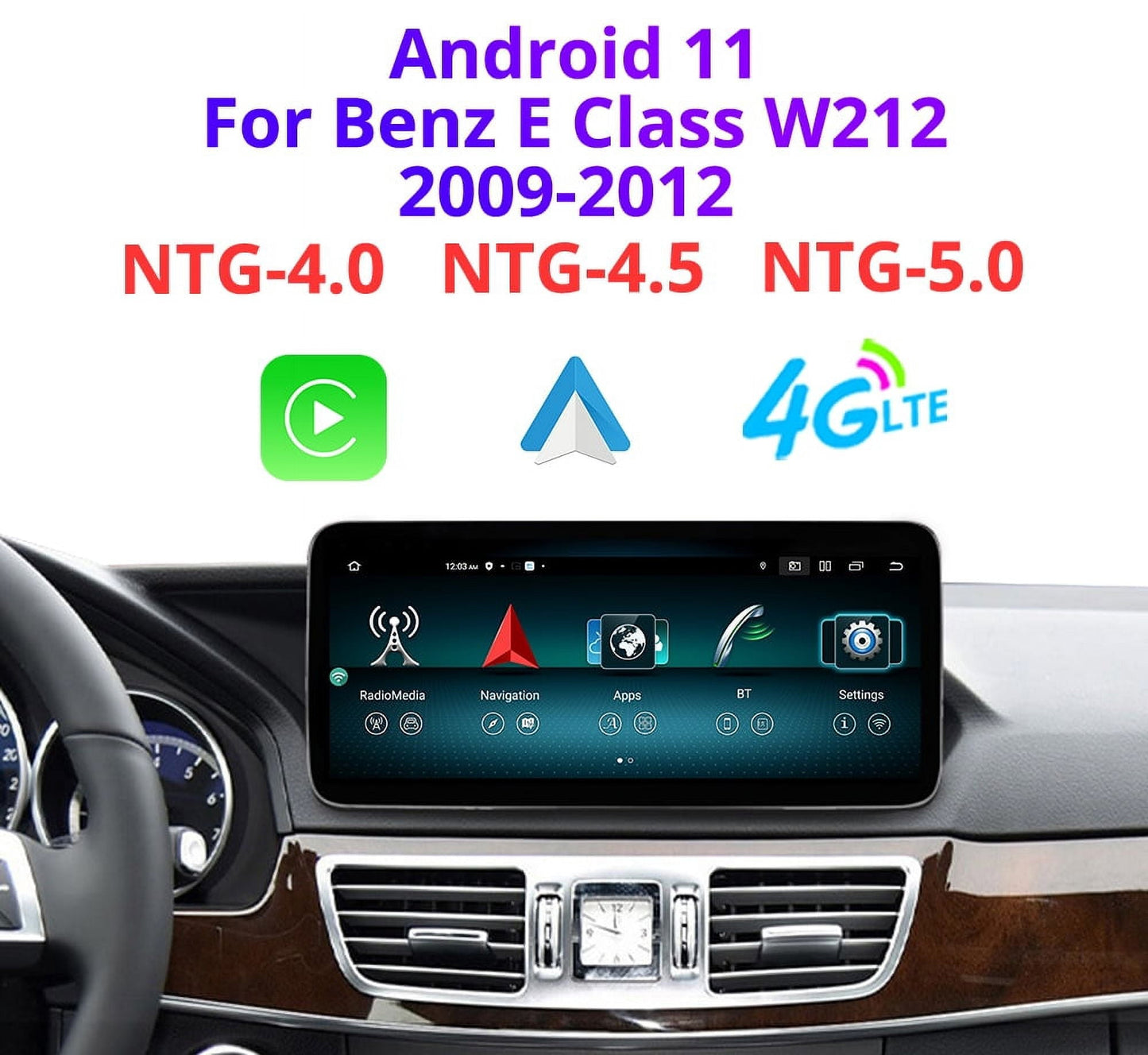 Mercedes-Benz Android Head Unit    Android 13 Car Stereo 10.25" Car Touch Screen for Mercedes Benz E Class W212 2009-2016 Year with NTG4.0/4.5/5.0, Support Wireless Carplay Android Auto Navigation Camera
