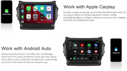 Android 13 Car Stereo Radio Player for Hyundai IX45 Santa FE 2013-2018 9 Inch Touch Screen Car Audio Receiver with GPS Navigation Bluetooth Head Unit Supports Backup Camera(2G+32G)