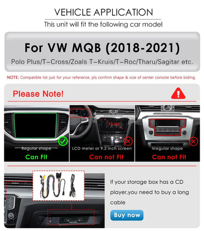 RoverOne Car Stereo CarPlay Android Auto for Volkswagen MQB Polo Jetta MK7 2020 - 2022 GPS Navigation Bluetooth DSP Touch Screen Multimedia Video Player