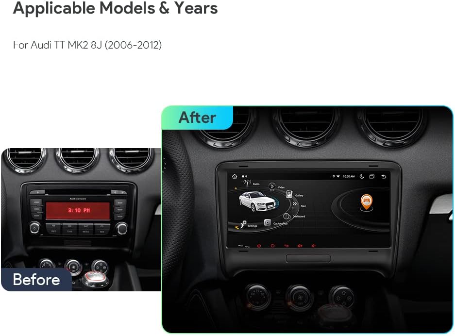 XTRONS Android 12 Car Radio for Audi TT MK2 8J 2006-2012, 8.8 Inch Touch Screen 4GB+64GB Car Stereo, Octa Core GPS Navigation Head Unit, Built-in DSP Car Play Android Auto Support 4G LTE